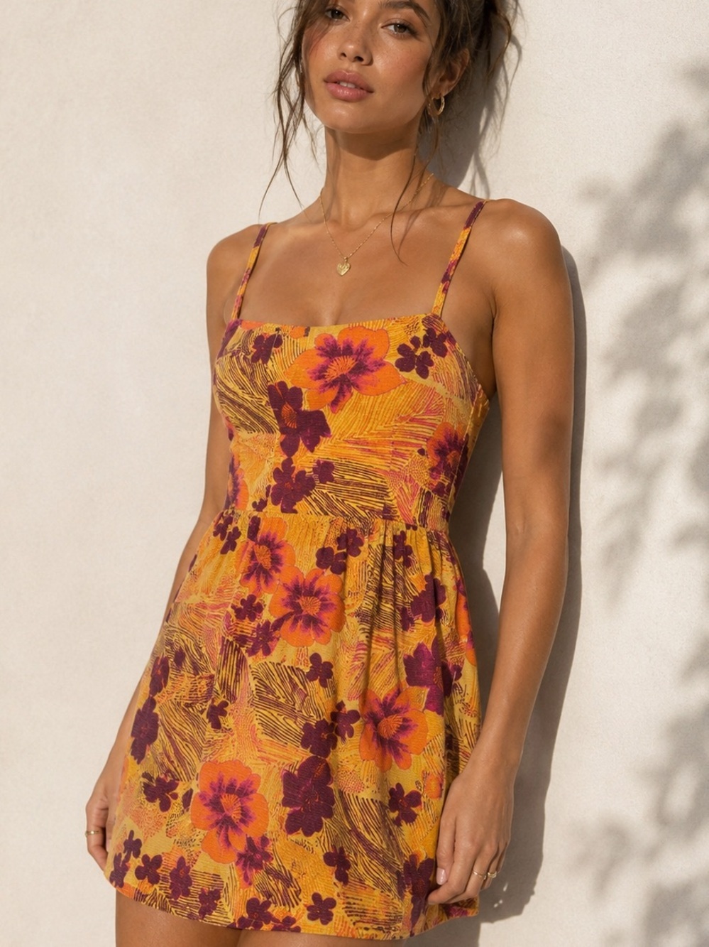 Urban Outfitters Tropical Linen Blend Mini Dress size SP